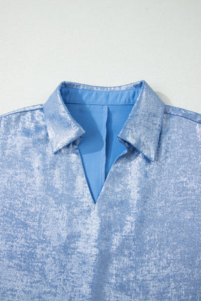 All The Sparkles Blue Metallic Top