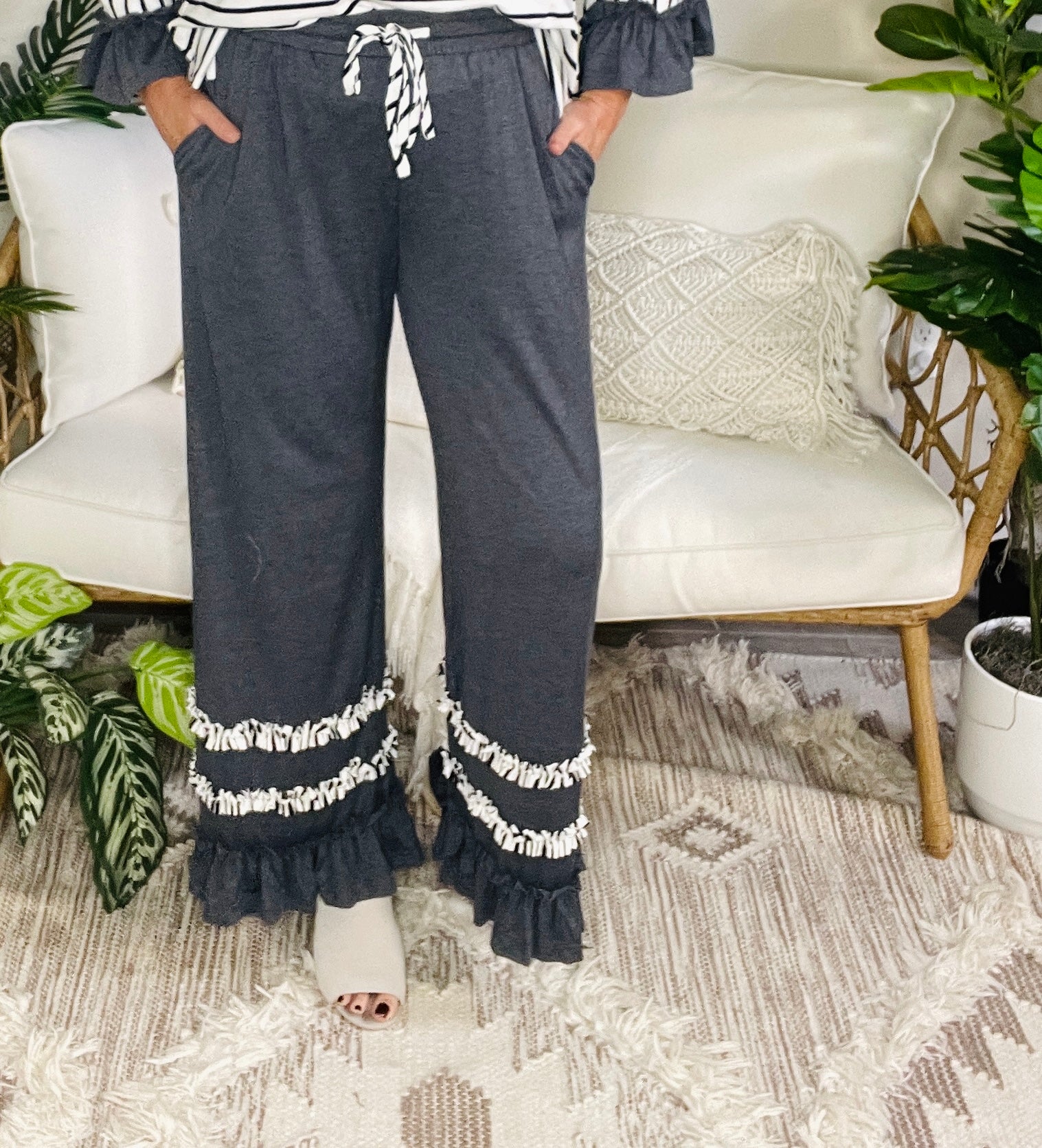 Ruffle Me Cozy Top And Pant Set (2 Colors)