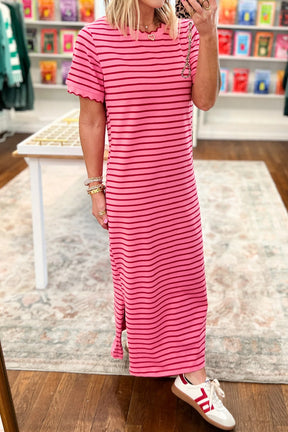 Strawberry Skies Striped Maxi Dress
