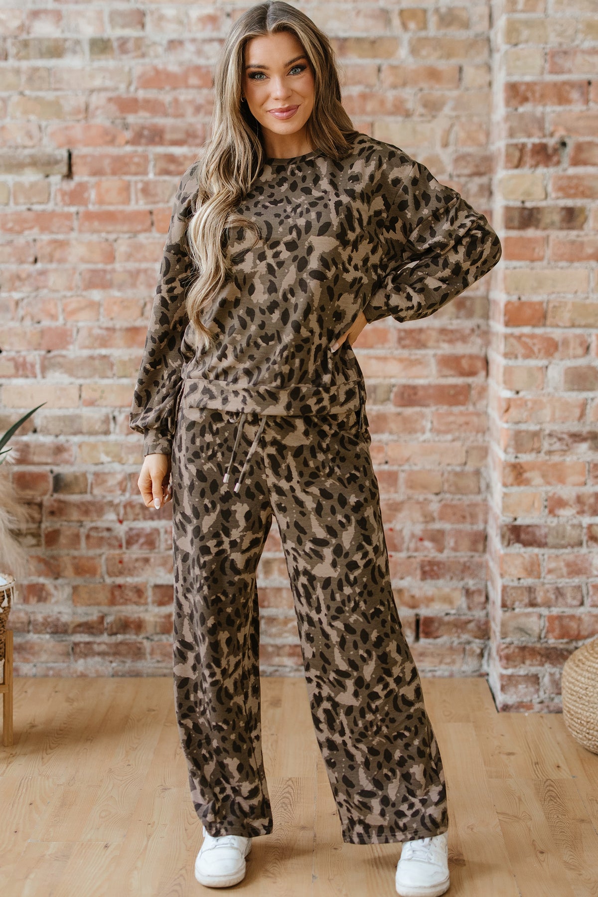 Lounge About Town Brown Leopard Set