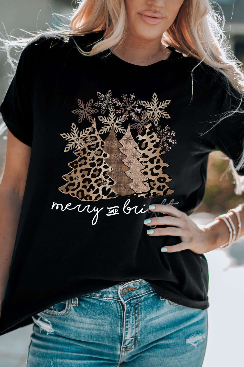 Leopard Christmas Tree Graphic Tee
