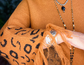Stay Fierce Fringe Leopard Poncho - OT019LE