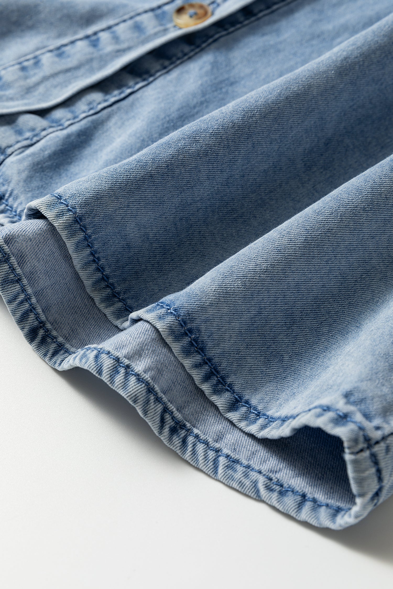 Denim Made Classic Ruffled Collar Denim Top