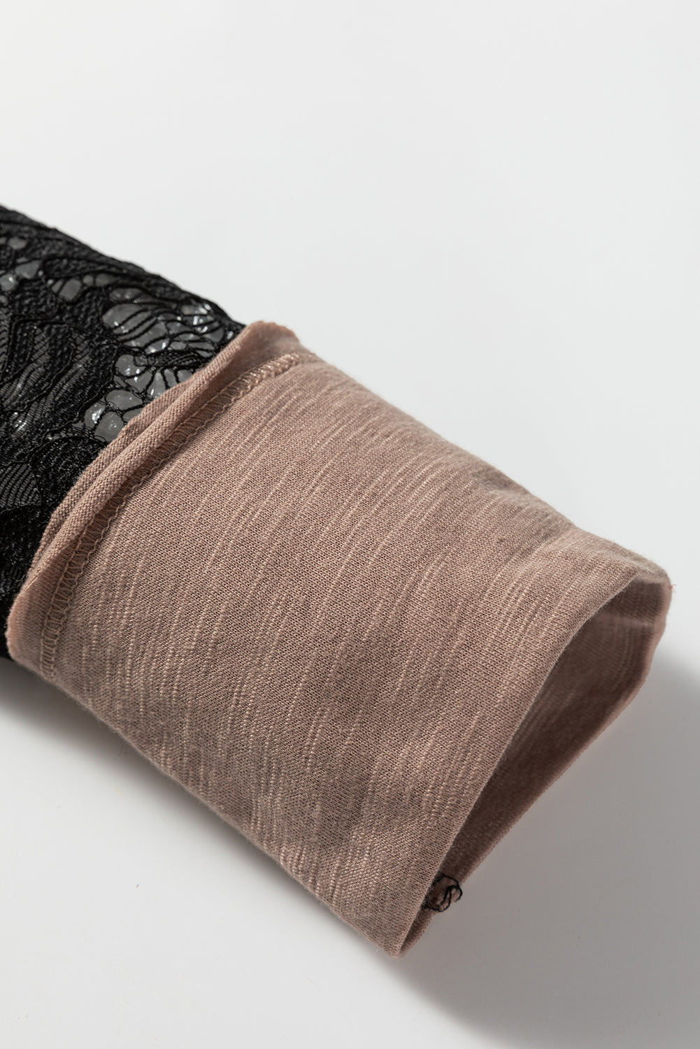 Lost In Lace Beige Sheer Lace Patchwork Top