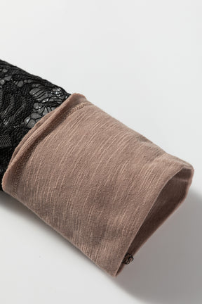 Lost In Lace Beige Sheer Lace Patchwork Top