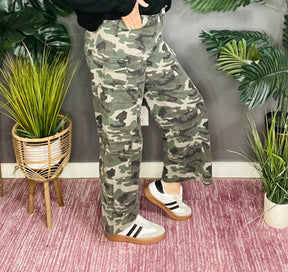 Catch Me If You Can Camo Cargo Wide Leg Pants