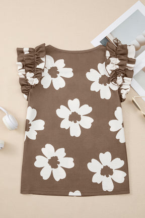 Let it Blossom Floral Ruffled Sleeve Top