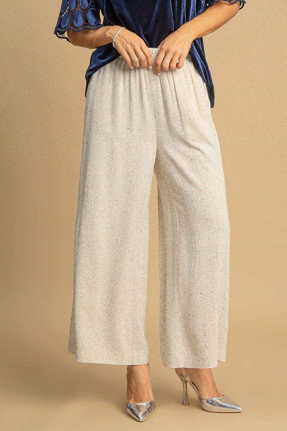 Style That Slays Oatmeal High Waisted Embellished Linen Pant - PNT1792OA