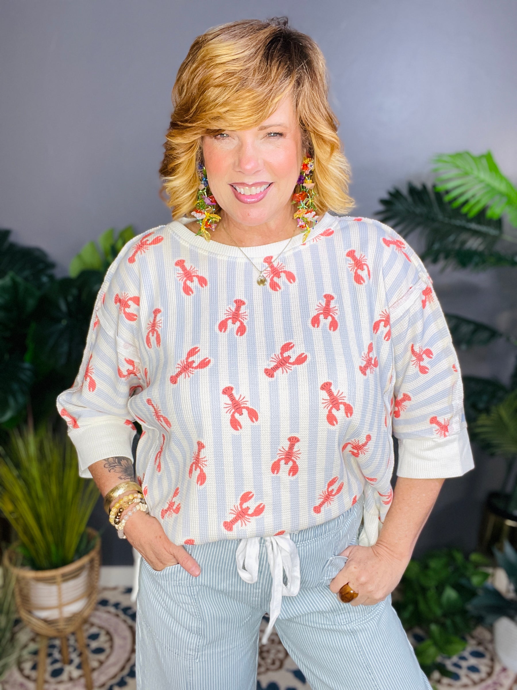 What's Crackin Lobster Waffle Knit Top