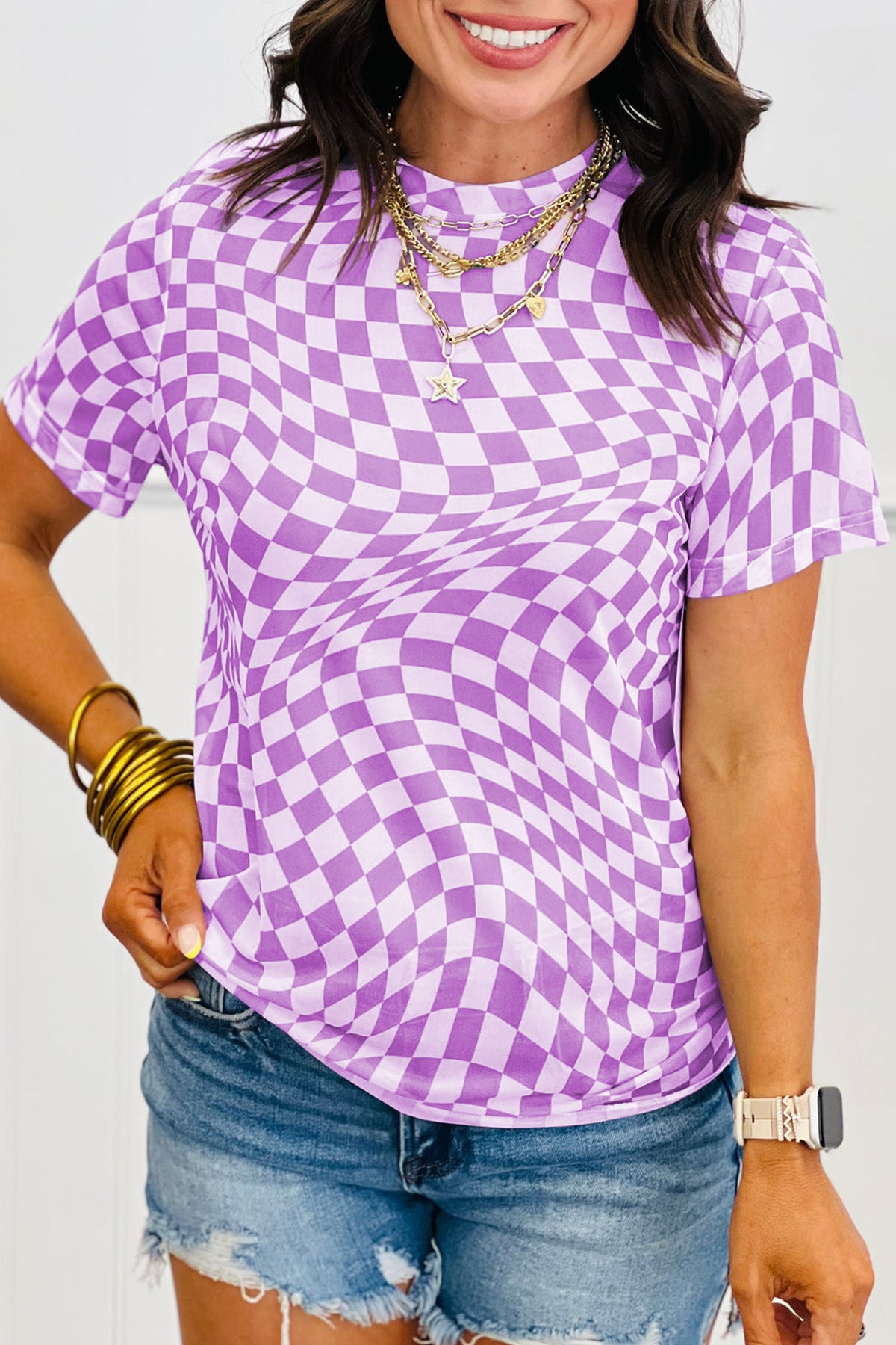 Check Yourself Purple Mesh Top