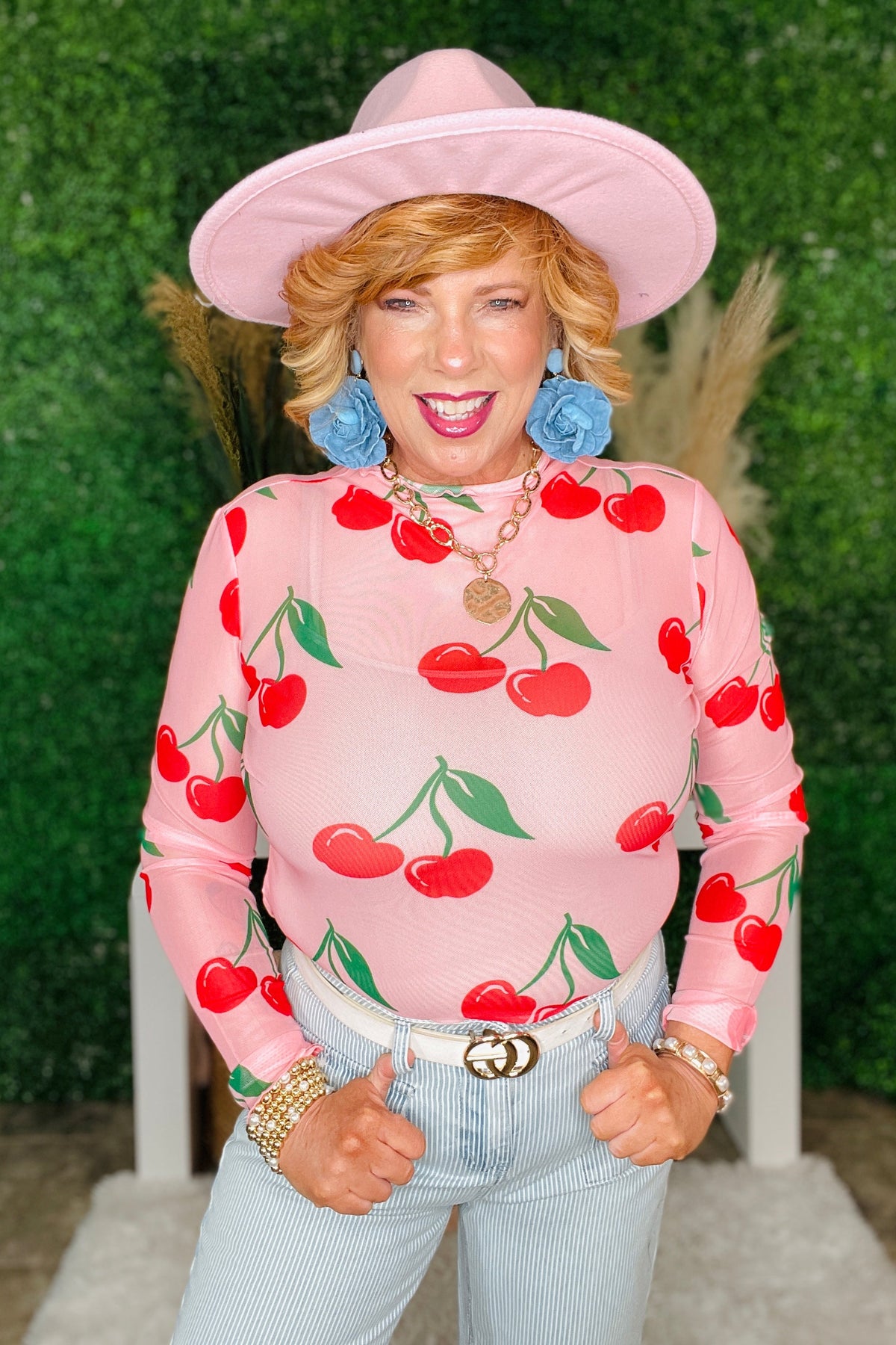 Sweet As Cherry Mesh Top