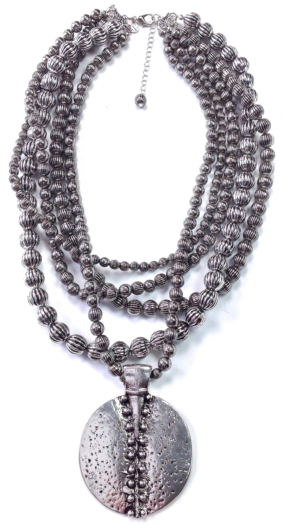 Multi Strand Disk Necklace - N041SI