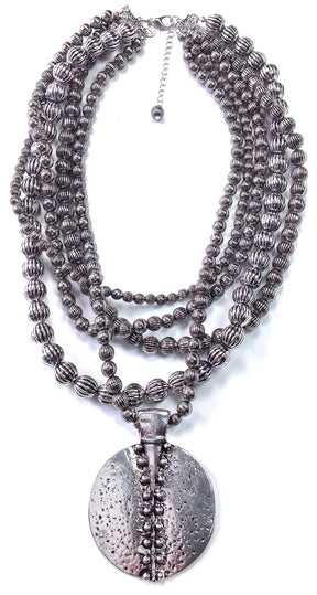 Multi Strand Disk Necklace - N041SI