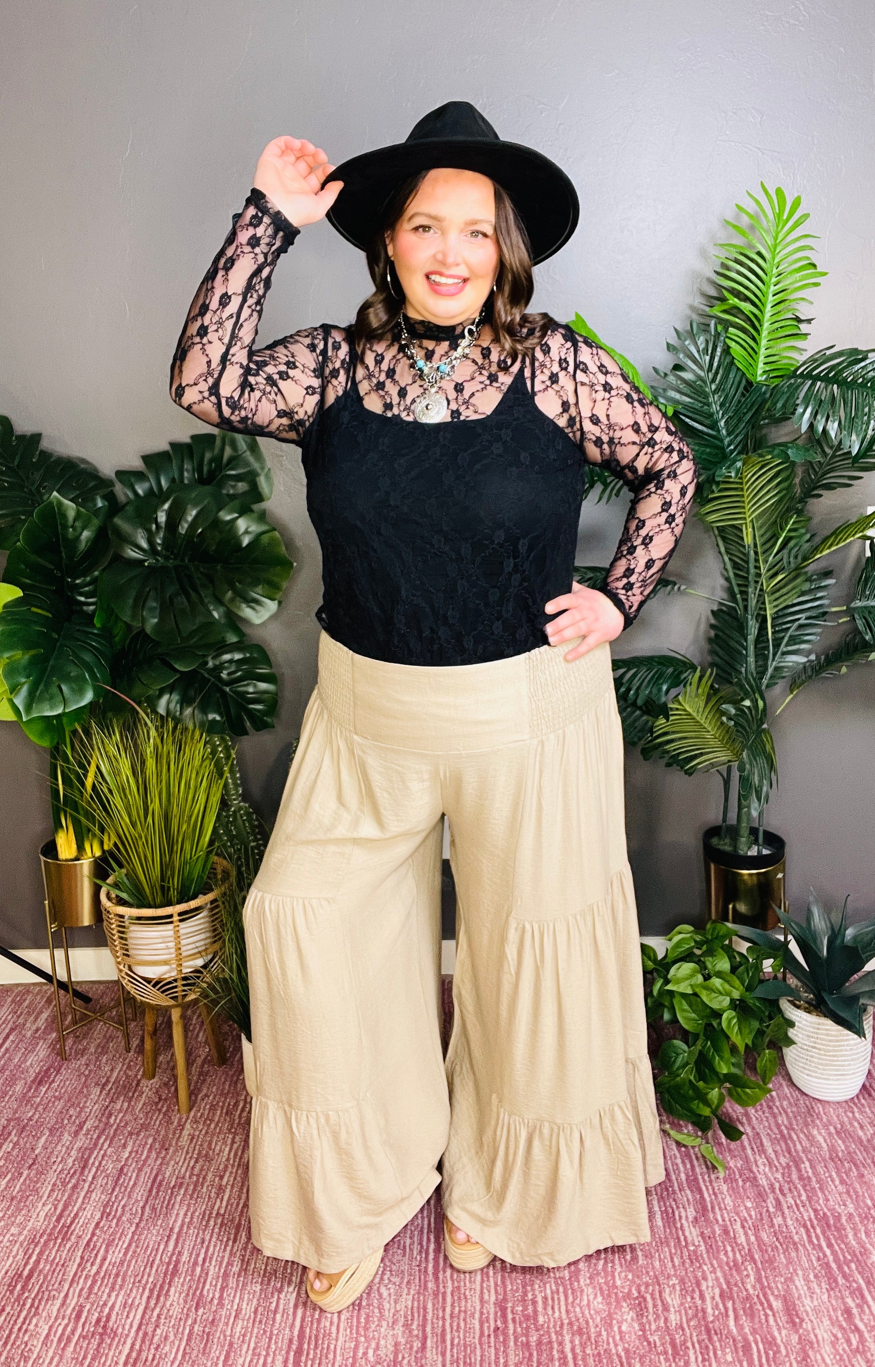 Charmed Life Lace Sheer Top - S555BK