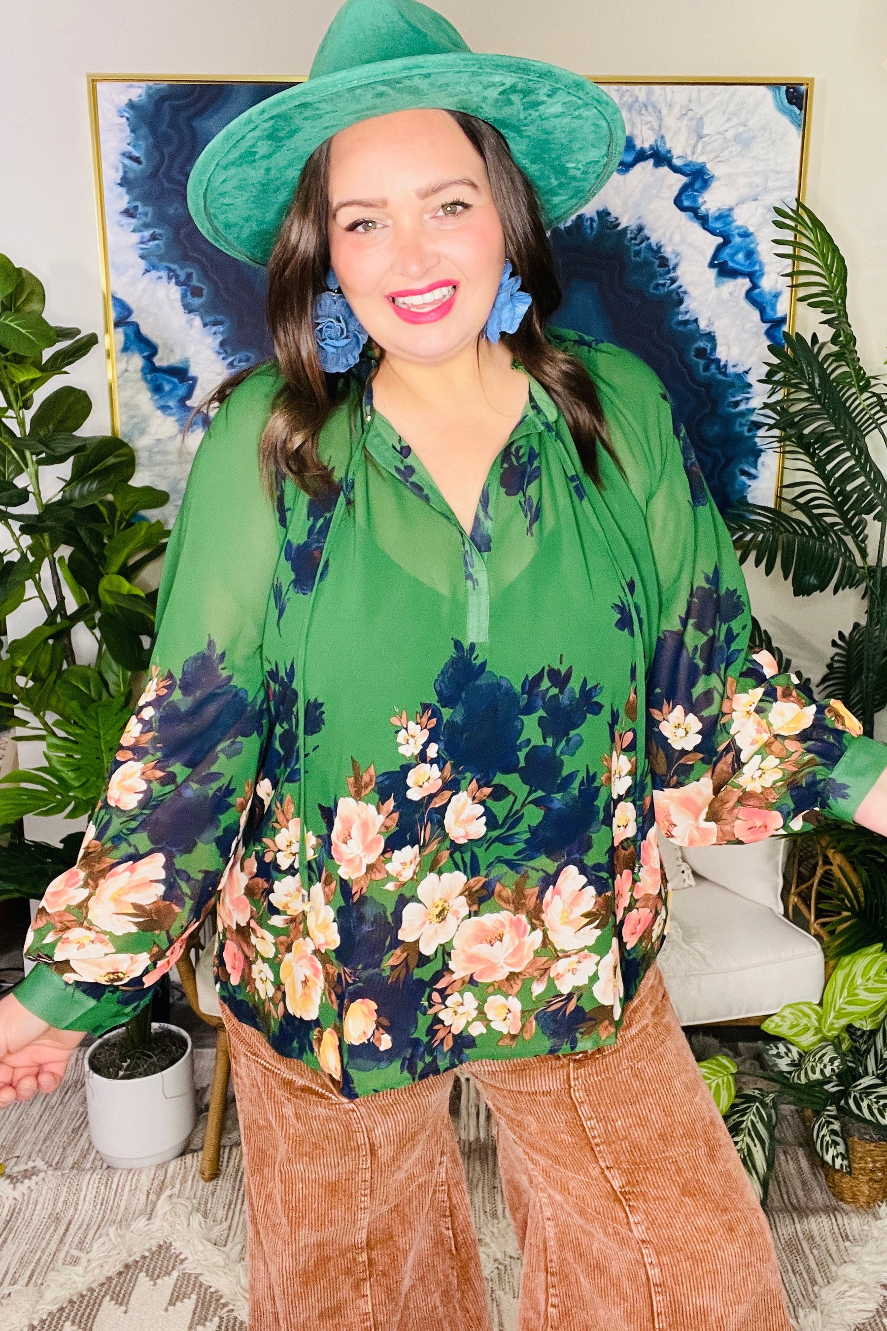 Enchanted Garden Emerald Green Top - S989GN