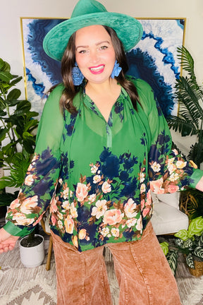 Enchanted Garden Emerald Green Top - S989GN
