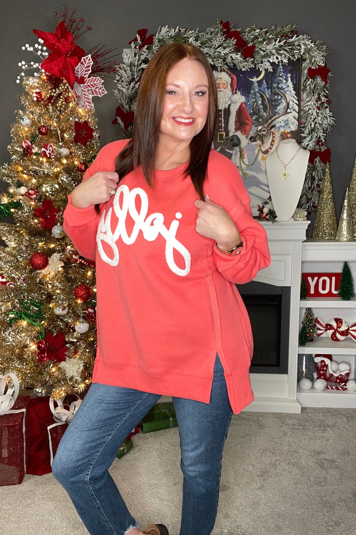 Wrapped In Jolly Cheer Top - S138RD