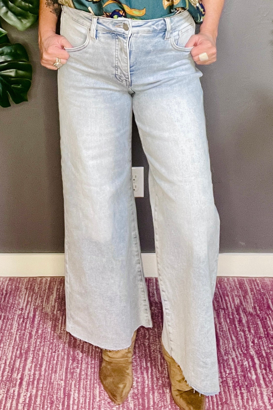 Savannah Full Size High Rise Ankle Wide Palazzo Jeans