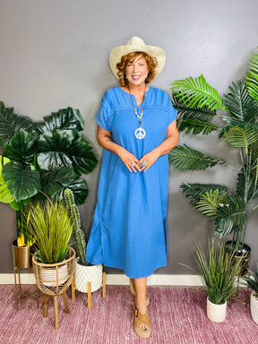 Endless Possibilities Blue Gauze Midi Dress