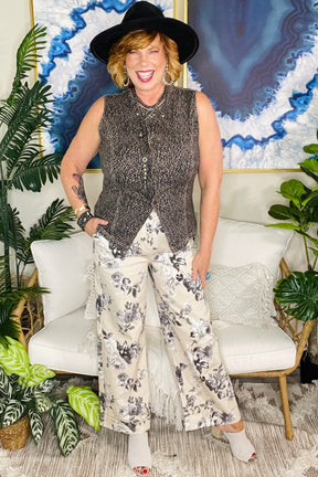 Down The Street Leopard Denim Vest
