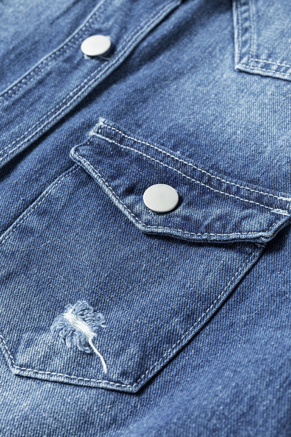 Easy Denim Living Sky Blue Mineral Wash Distressed Jacket