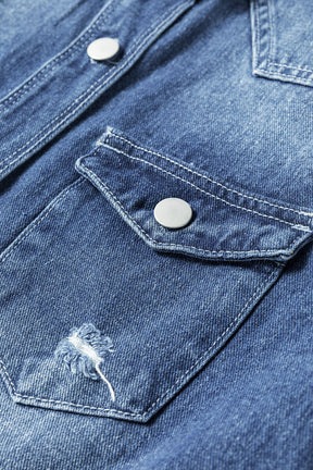 Easy Denim Living Sky Blue Mineral Wash Distressed Jacket