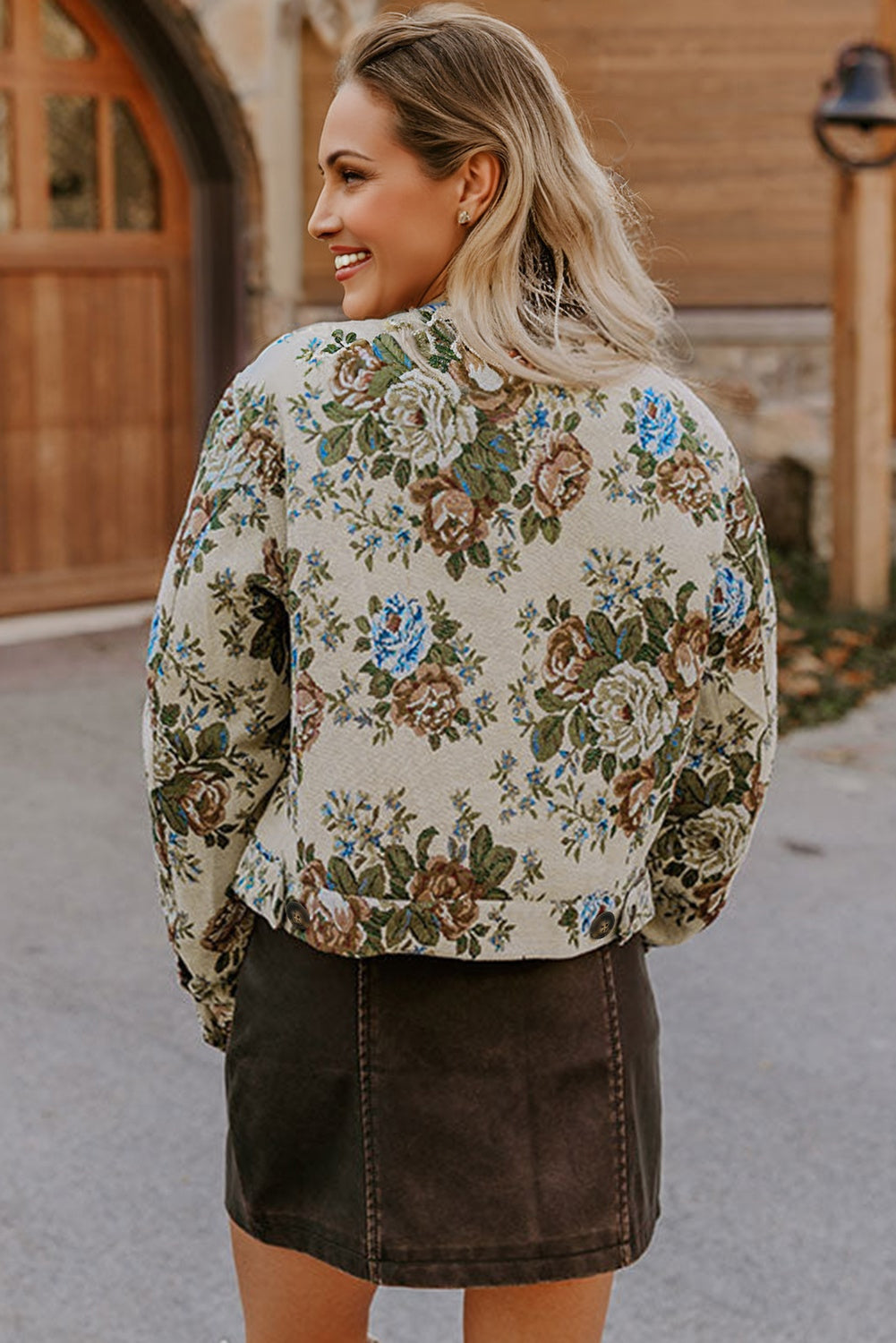Wildflower Mist Floral Print Zip Up Jacket