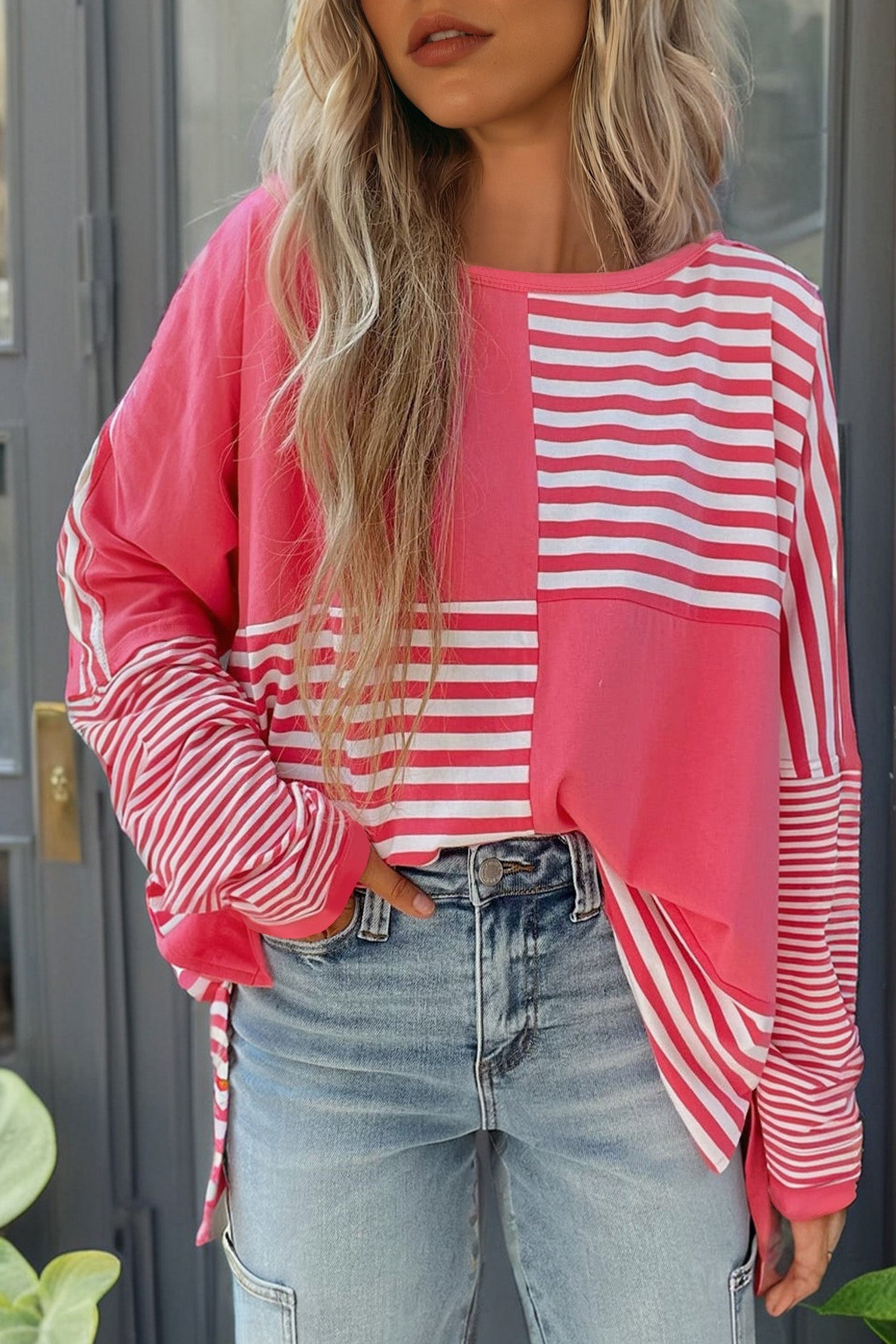 Stripe A Pose Colorblock Top