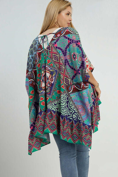 Stay Boho Chic Turquoise Ruffle Hem Open Front Kimono- O5835TU