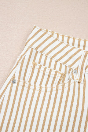 Just Feels Right Khaki Stripe Casual Barrel Jeans