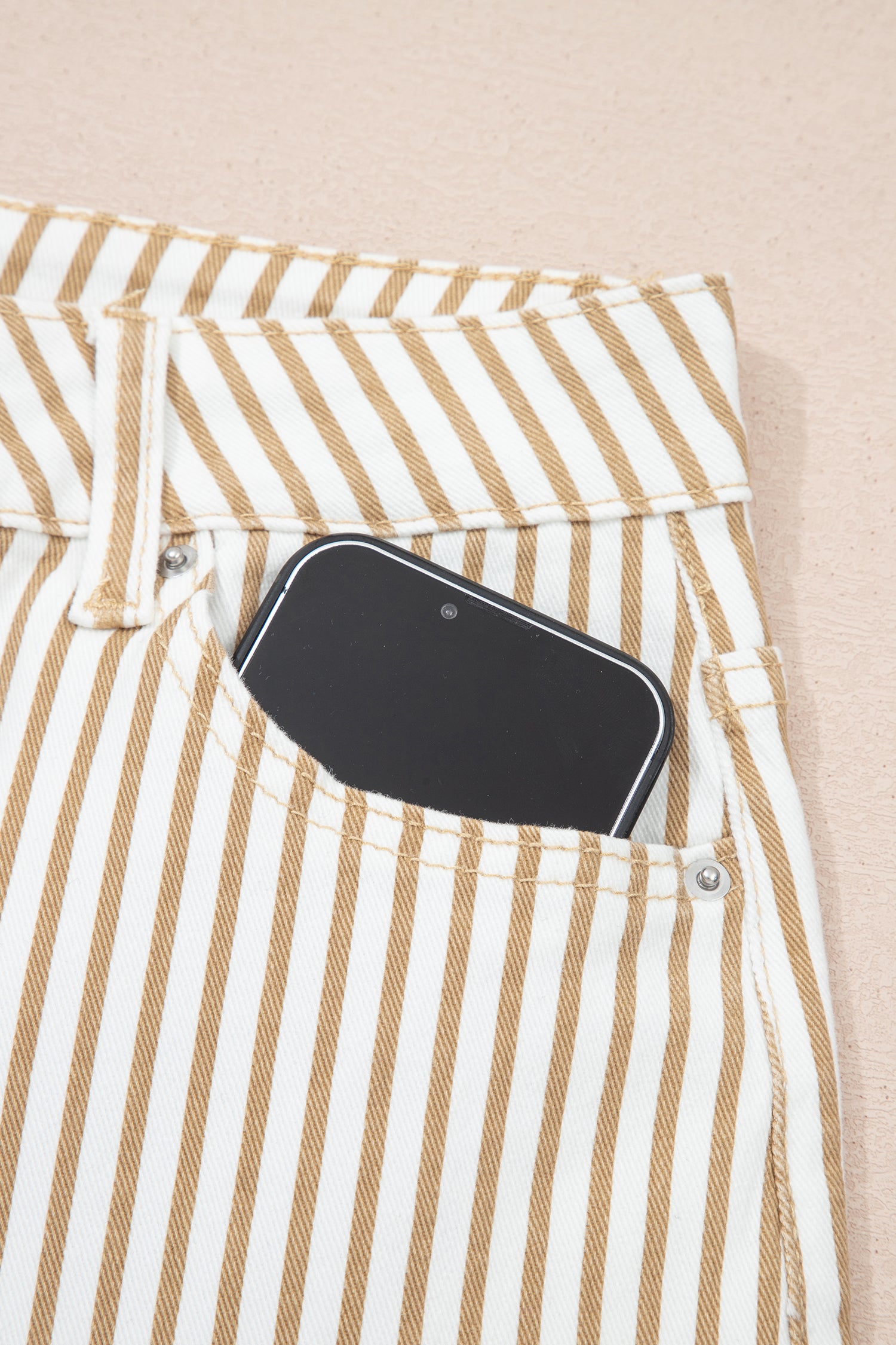 Just Feels Right Khaki Stripe Casual Barrel Jeans