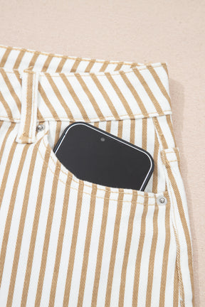 Just Feels Right Khaki Stripe Casual Barrel Jeans