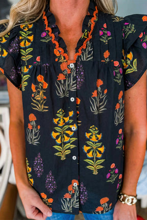 Garden Splash Floral Print Top