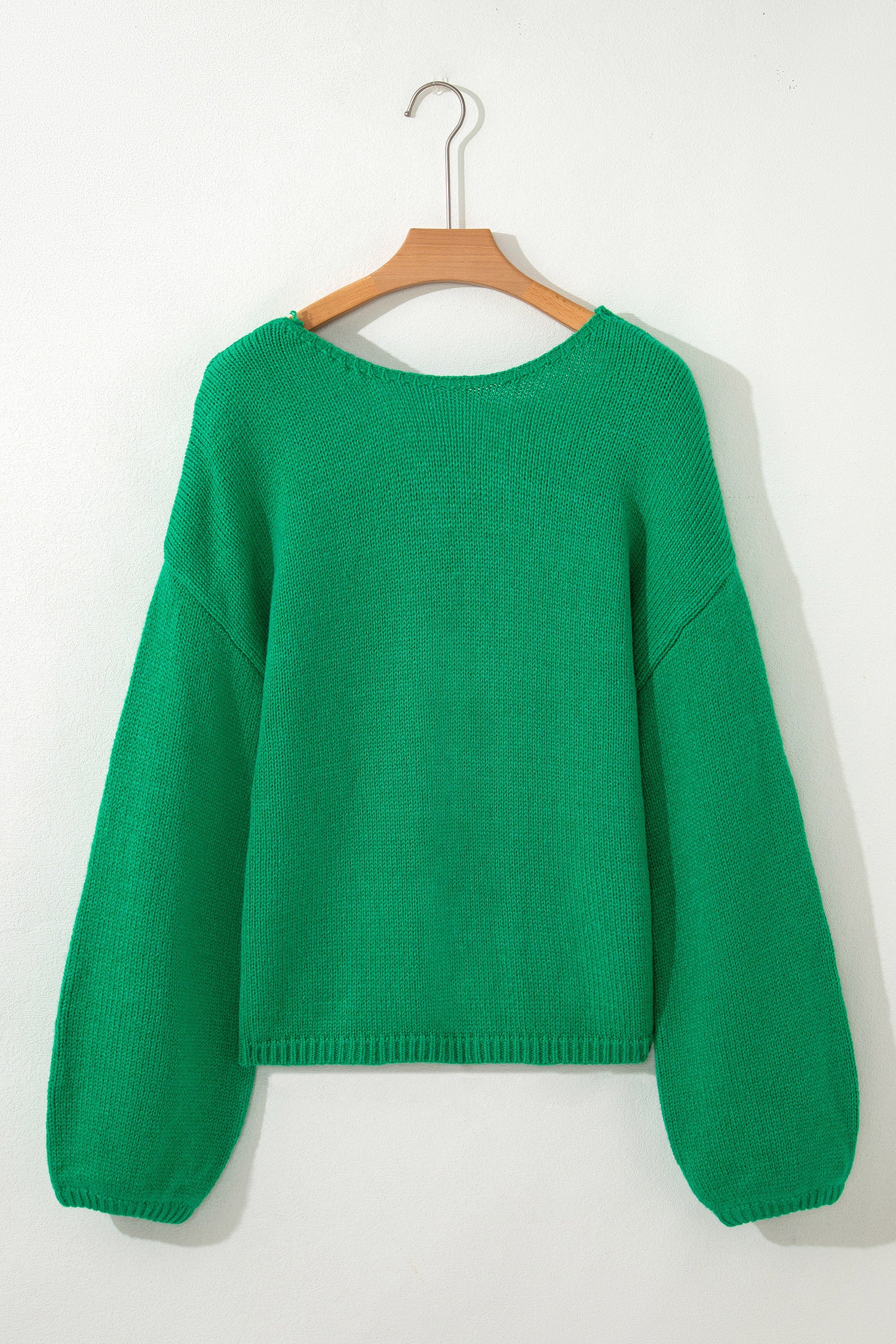 Bow Bella - Bright Green Bow Backless Bubble Sleeve Sweater