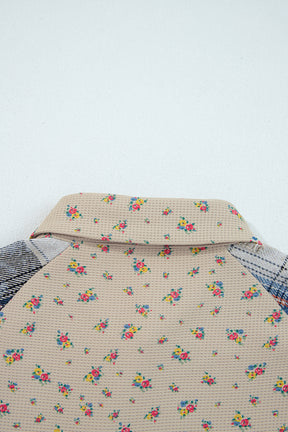 Simply Boho Blue Plaid Patchwork Distressed Waffle Knit Shacket