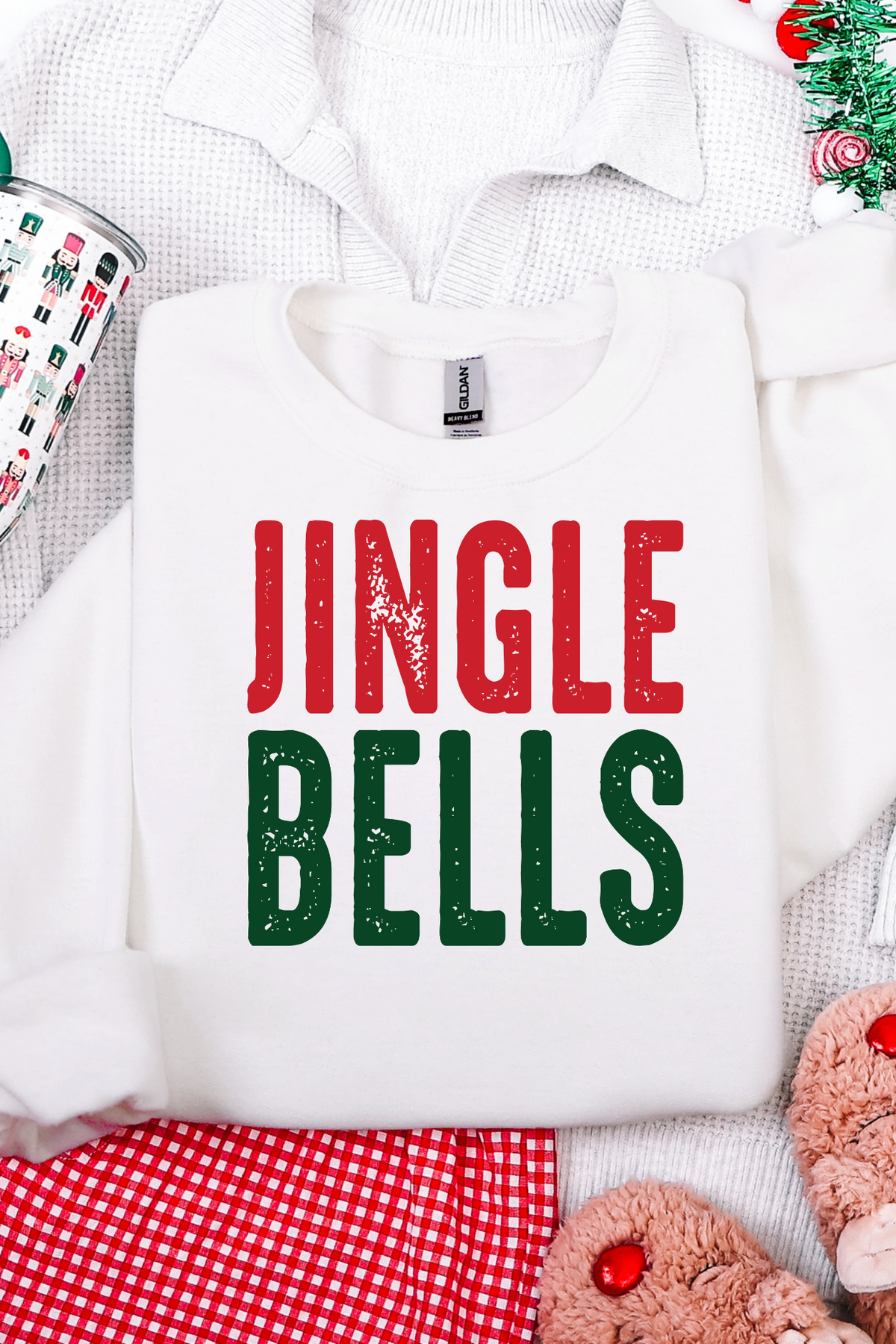 Jingle Bells Green & Red Graphic Tee and Sweatshirt