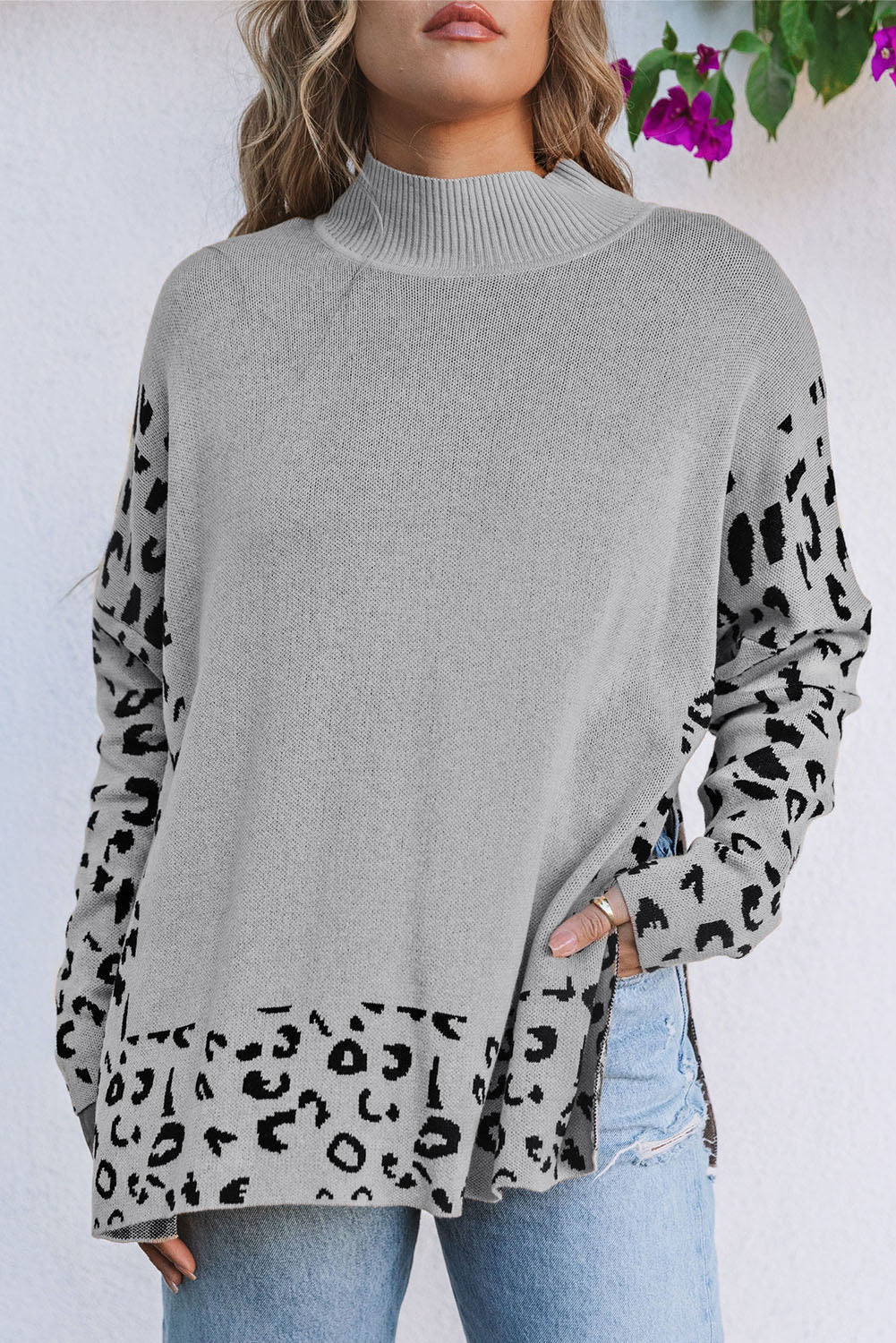 Born To Be Fierce Gray Oversized Sweater