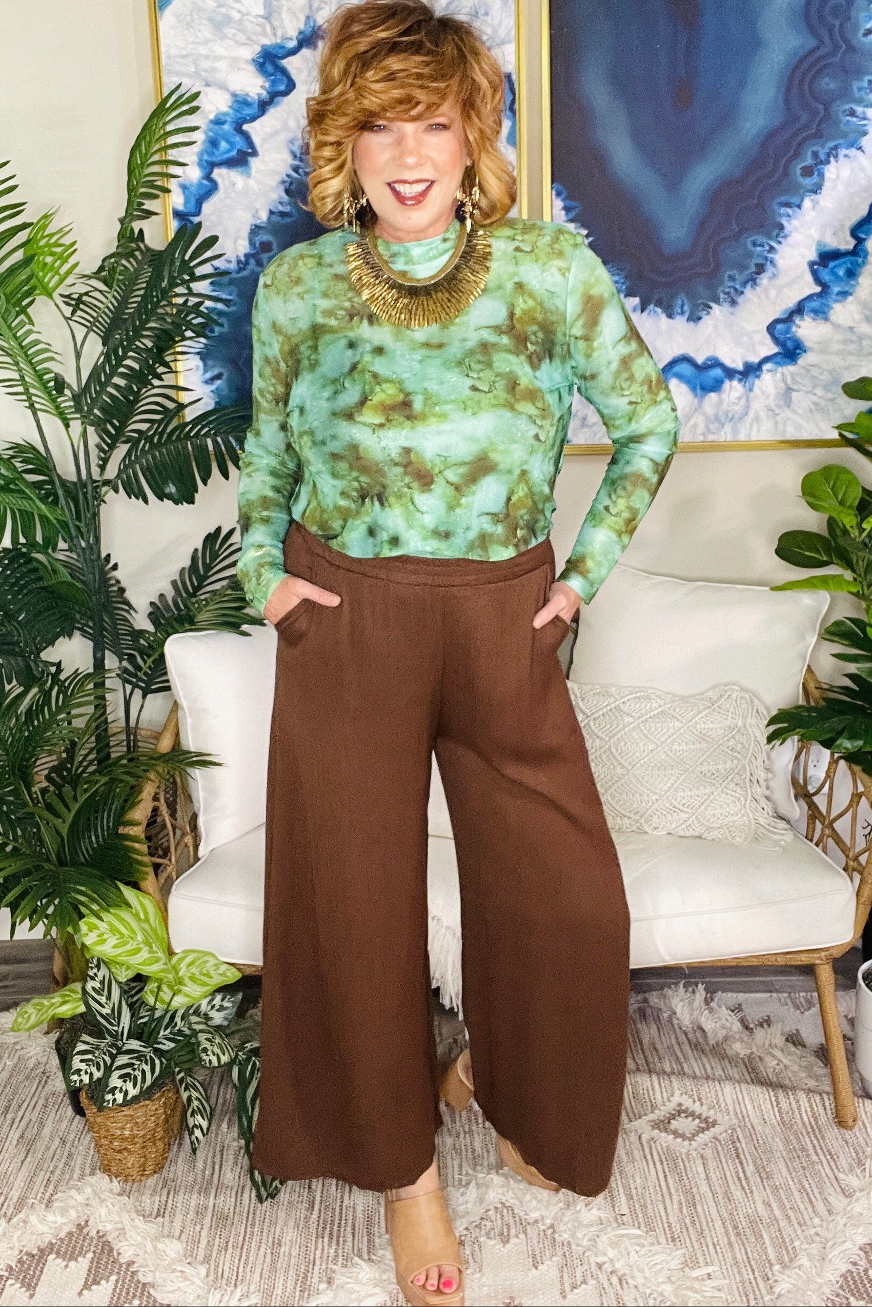 Go With The Flow Brown Pants - P165BR