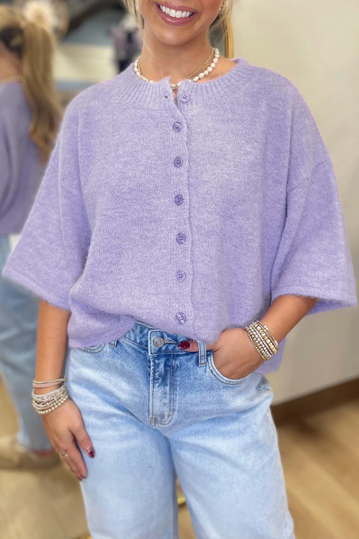 Easy To Style Lavender Knit Sweater Cardigan