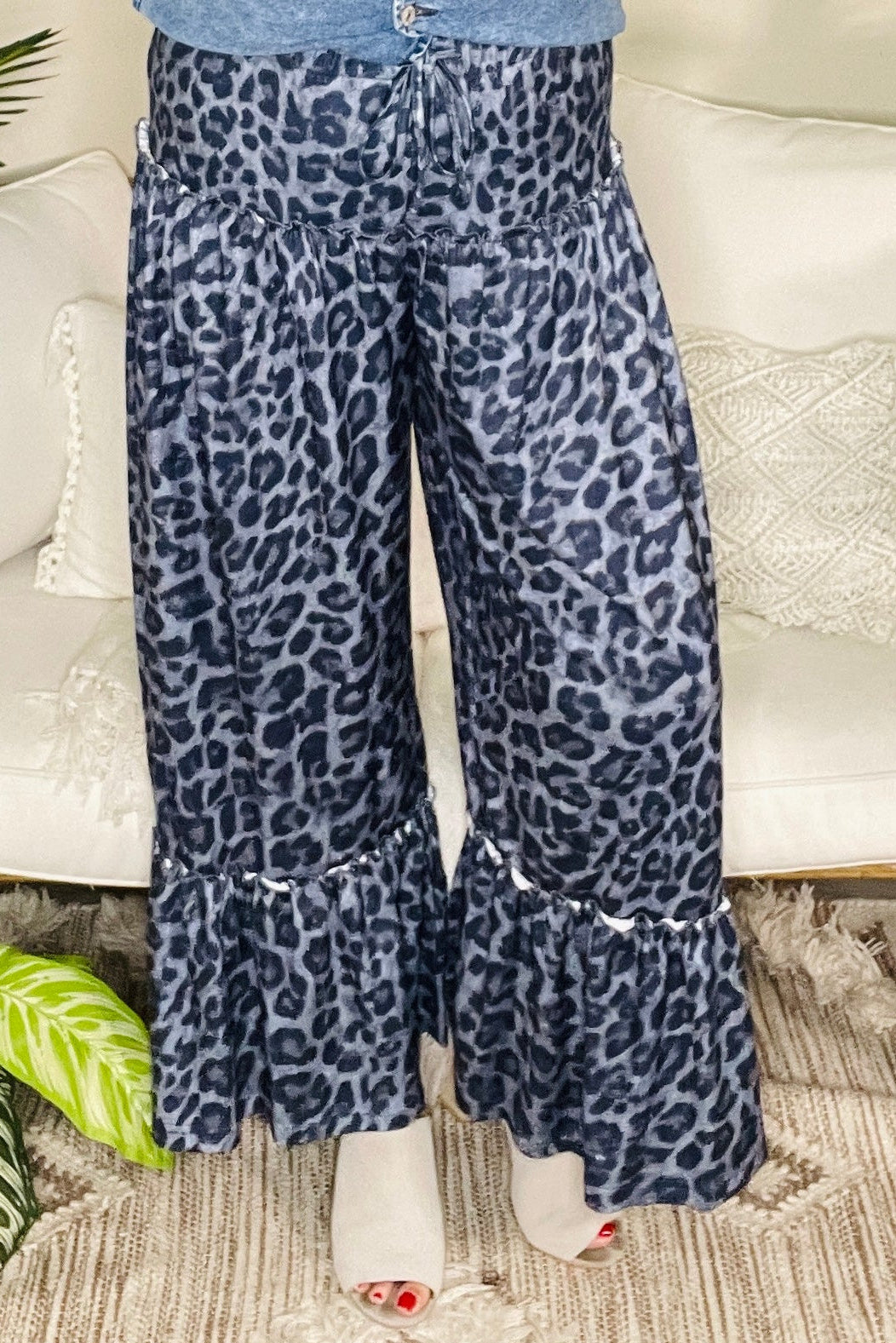 Posh Mode Leopard Print  Wide Leg Pants