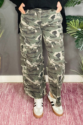 Catch Me If You Can Camo Cargo Wide Leg Pants