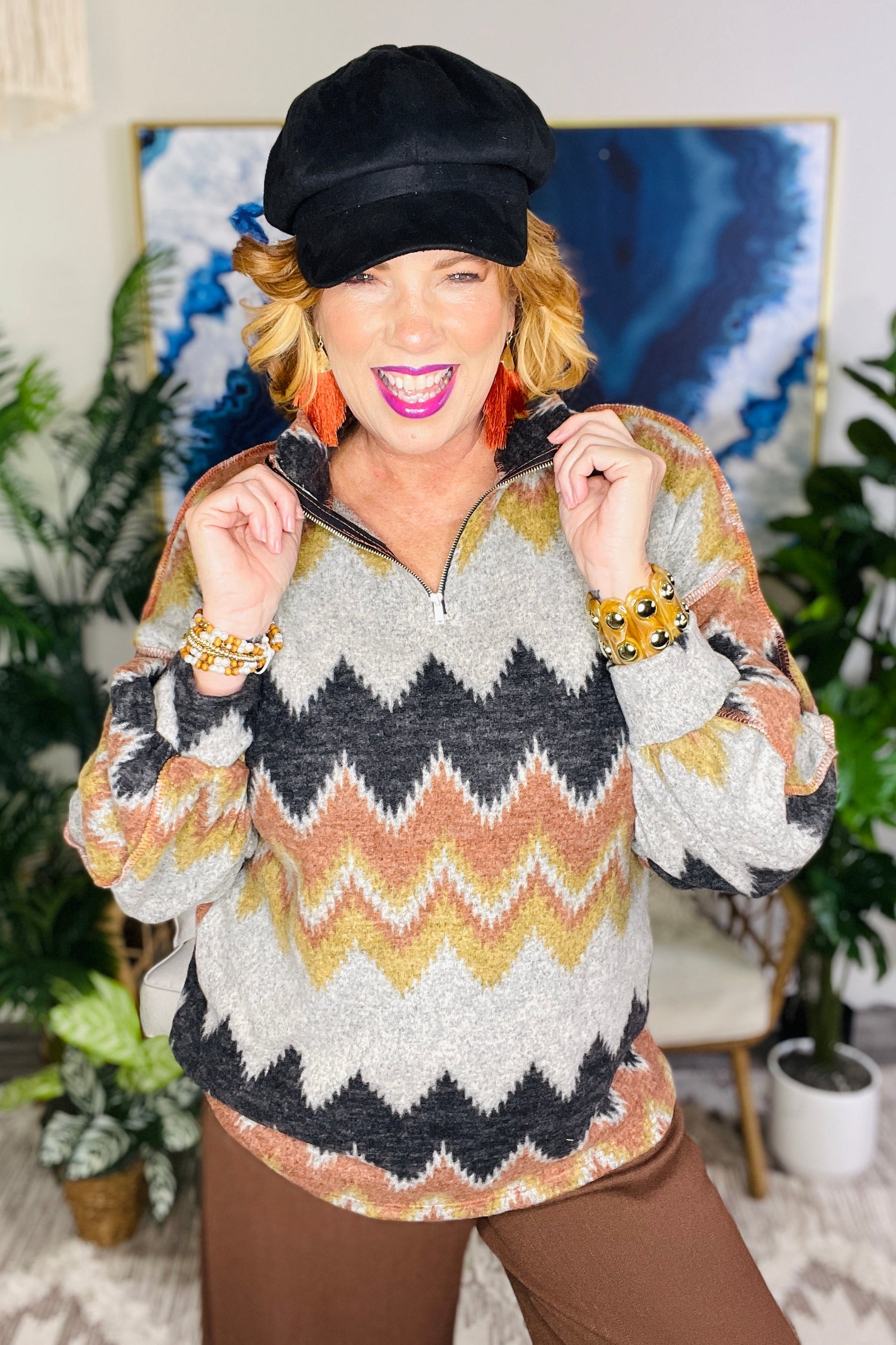 Canyon Cozy Chevron Top - S957MU