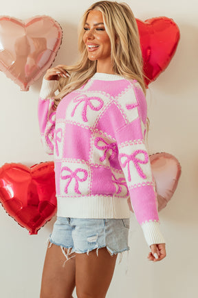 Simply BowTiful Checkered Sweater