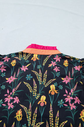Vibrant Vibes Floral Print Ruffled Sleeve Top