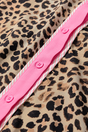 Time To Relax Leopard Pink Stripe Top and Pants Set