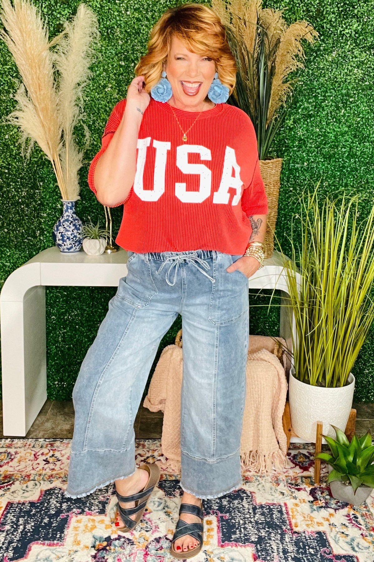 All American Red USA Graphic Top