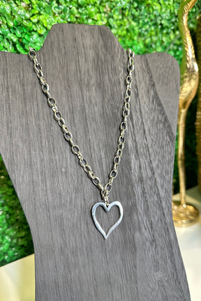 Silver Heart Statement Charm Necklace - N110SI