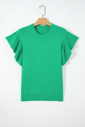 Daily Classic Green Ruffle Sleeve Top