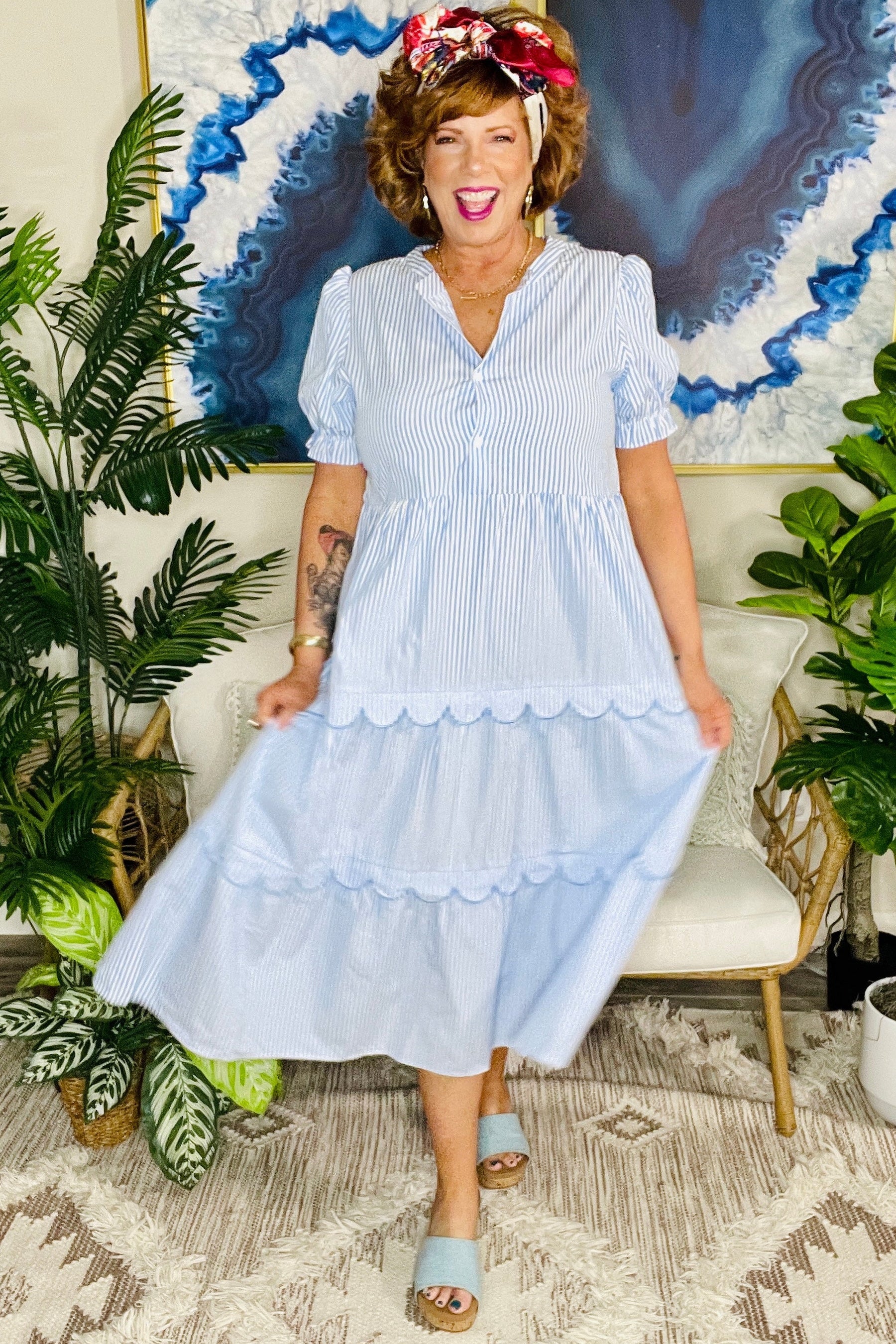 A Gentle Breeze Blue Stripe Dress