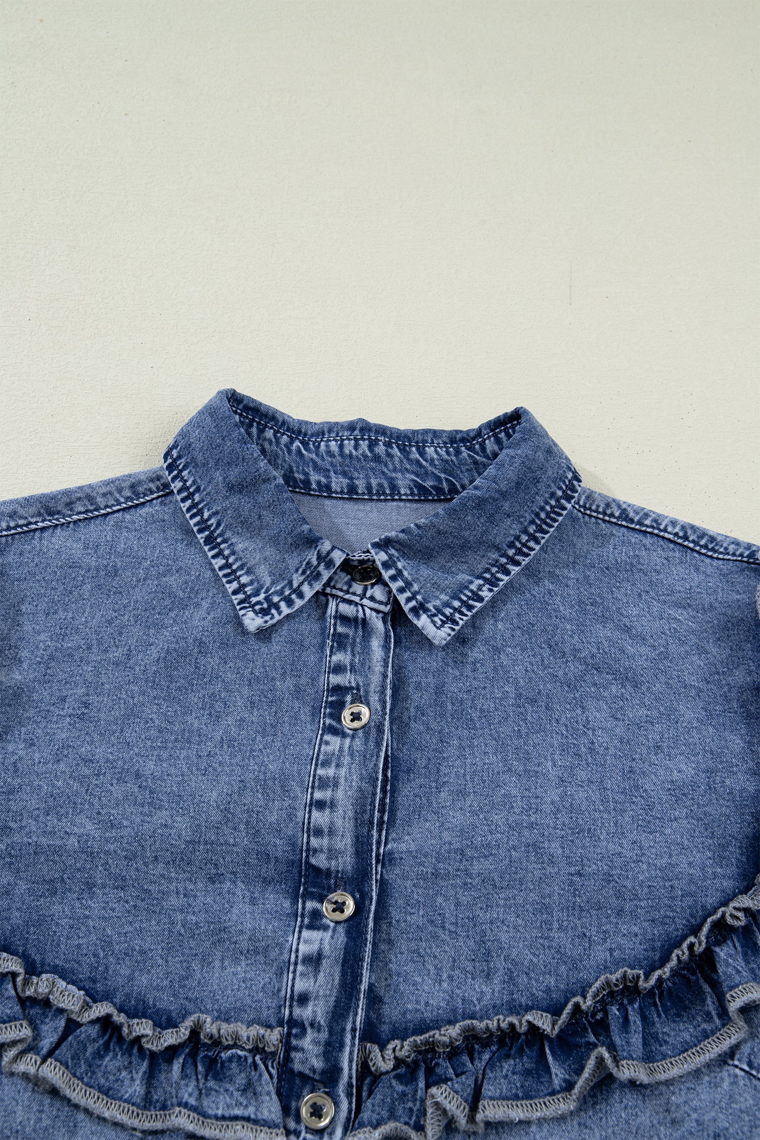 Frill Seeker Vintage Wash Denim Top